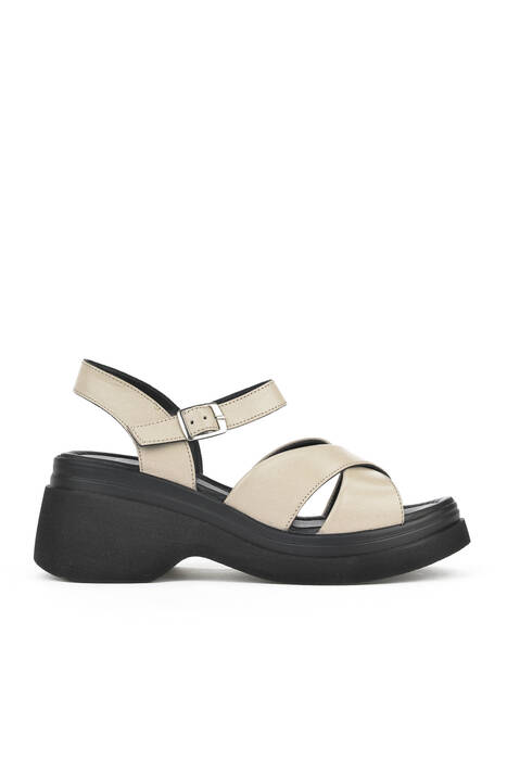 White Genuine Leather Women's Sandals
