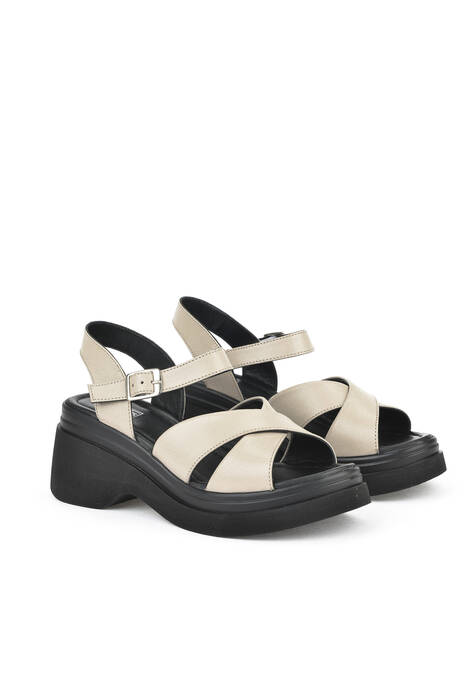 White Genuine Leather Women's Sandals