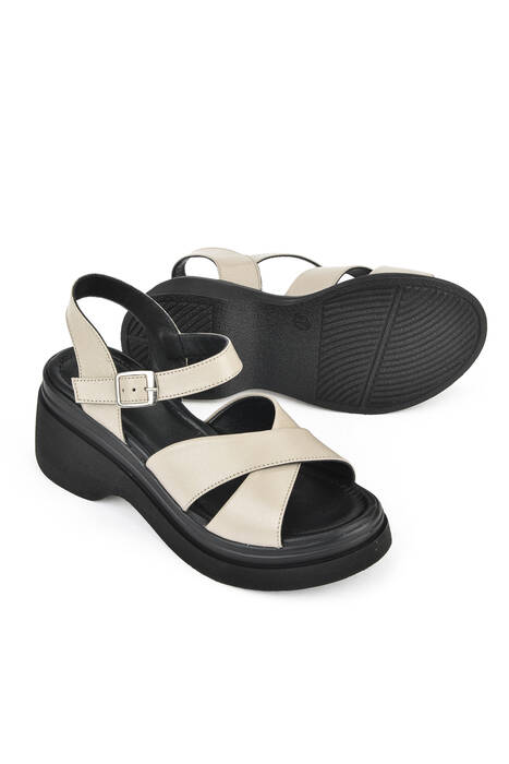White Genuine Leather Women's Sandals