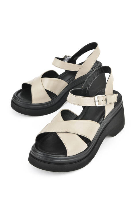 White Genuine Leather Women's Sandals
