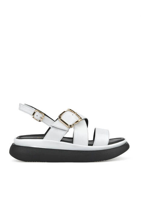 White Genuine Leather Women's Sandals