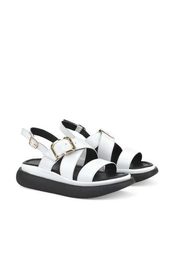 Ziya - White Genuine Leather Women's Sandals (1) Ziya - White Genuine Leather Women's Sandals (1)