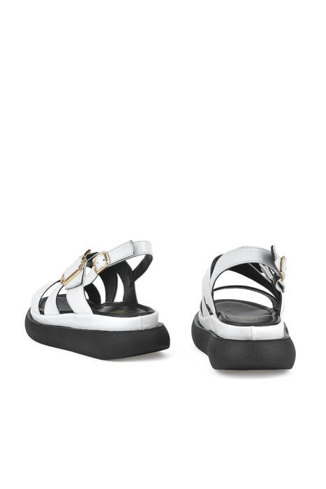 White Genuine Leather Women's Sandals