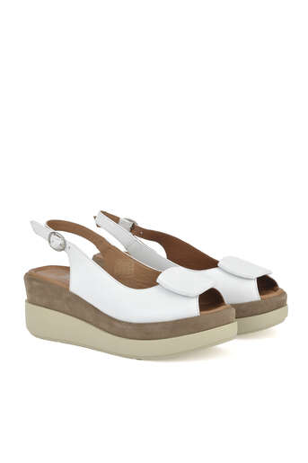 Ziya - Hakiki Deri Kadın Sandalet Beyaz (1)