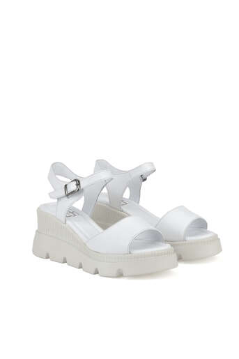 Ziya - White Genuine Leather Women's Sandals (1) Ziya - White Genuine Leather Women's Sandals (1)