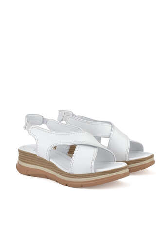 Ziya - Hakiki Deri Kadın Sandalet Beyaz (1)