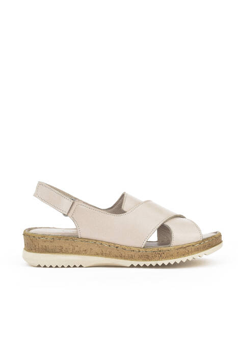 Hakiki Deri Kadın Sandalet Gri