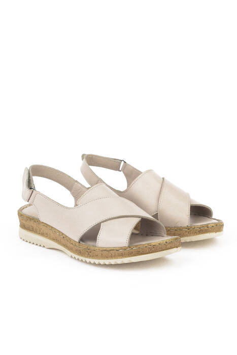 Hakiki Deri Kadın Sandalet Gri