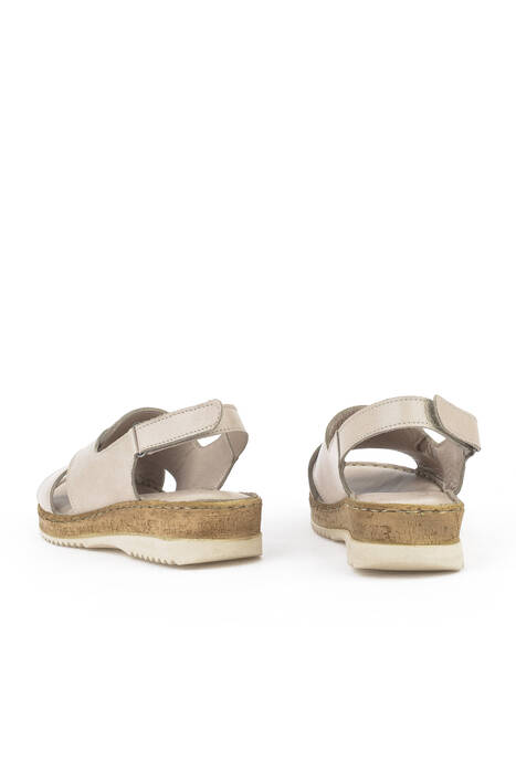 Hakiki Deri Kadın Sandalet Gri