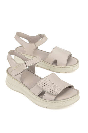 Ziya - Hakiki Deri Kadın Sandalet Gümüş (1)