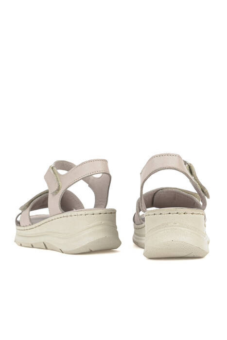 Hakiki Deri Kadın Sandalet Gümüş