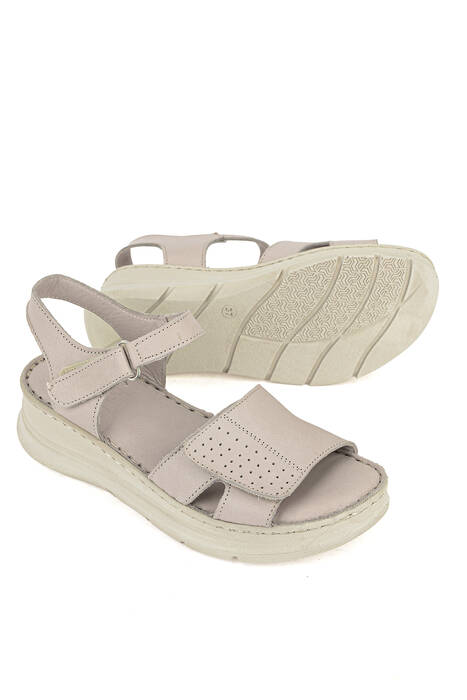 Hakiki Deri Kadın Sandalet Gümüş