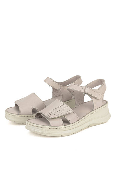 Hakiki Deri Kadın Sandalet Gümüş