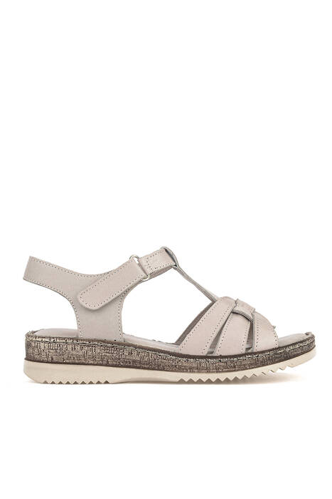 Hakiki Deri Kadın Sandalet Gümüş