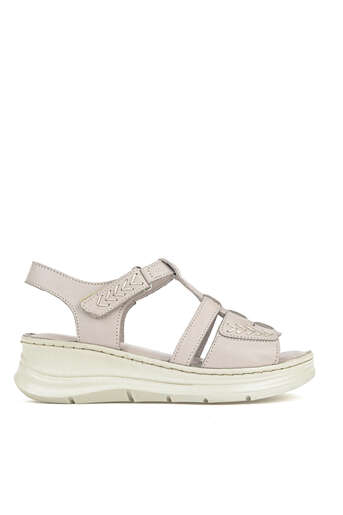 Ziya - Hakiki Deri Kadın Sandalet Gümüş