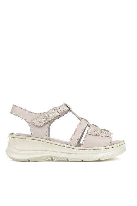 Hakiki Deri Kadın Sandalet Gümüş