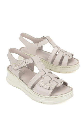 Ziya - Hakiki Deri Kadın Sandalet Gümüş (1)