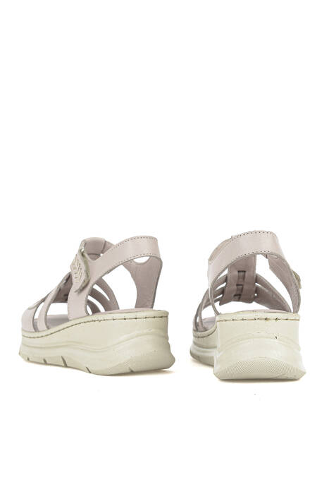 Hakiki Deri Kadın Sandalet Gümüş