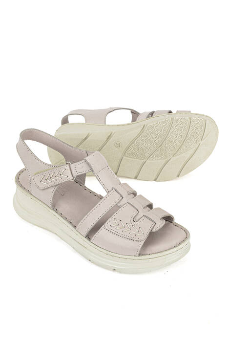 Hakiki Deri Kadın Sandalet Gümüş
