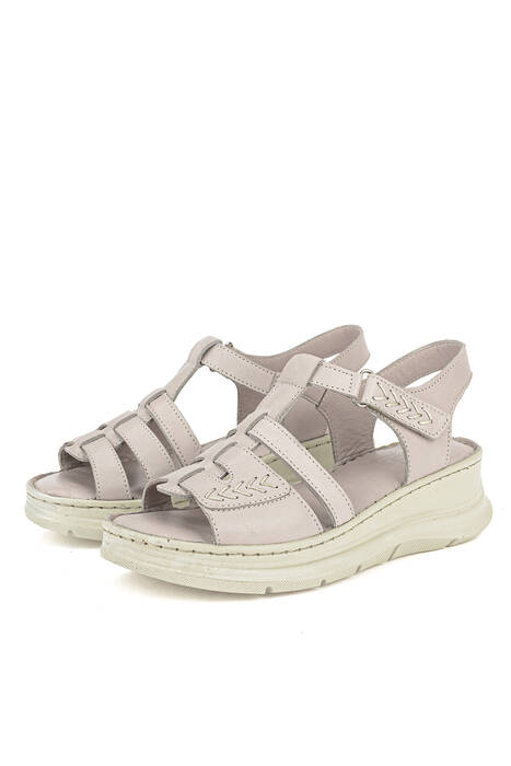 Hakiki Deri Kadın Sandalet Gümüş