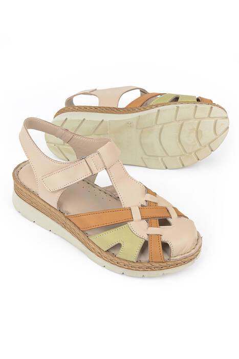 Hakiki Deri Kadın Sandalet Gümüş