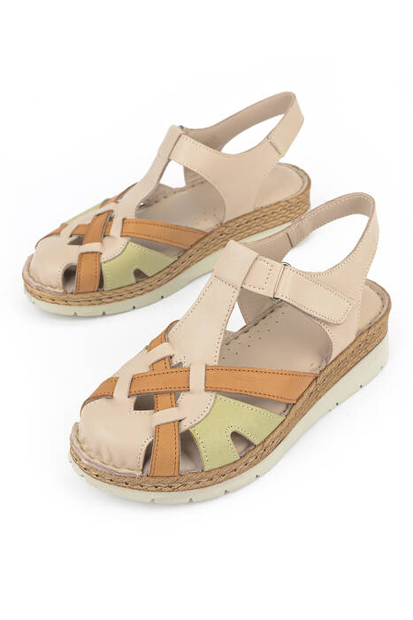 Hakiki Deri Kadın Sandalet Gümüş