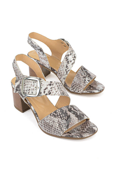 Hakiki Deri Kadın Sandalet Gümüş