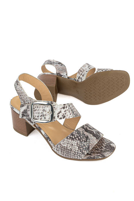 Hakiki Deri Kadın Sandalet Gümüş