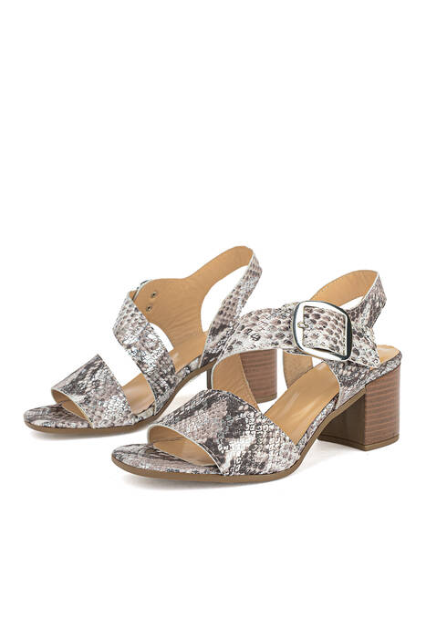 Hakiki Deri Kadın Sandalet Gümüş