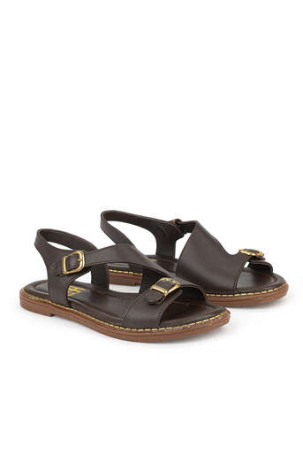 Ziya - Hakiki Deri Kadın Sandalet Kahverengi (1)