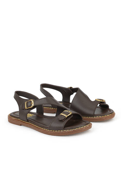 Hakiki Deri Kadın Sandalet Kahverengi