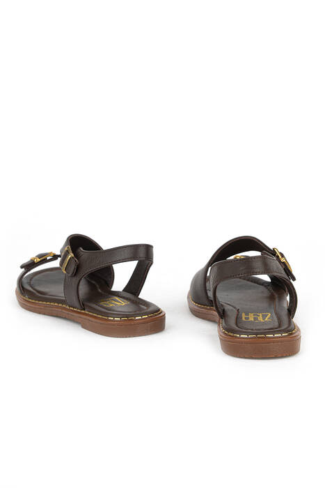 Hakiki Deri Kadın Sandalet Kahverengi