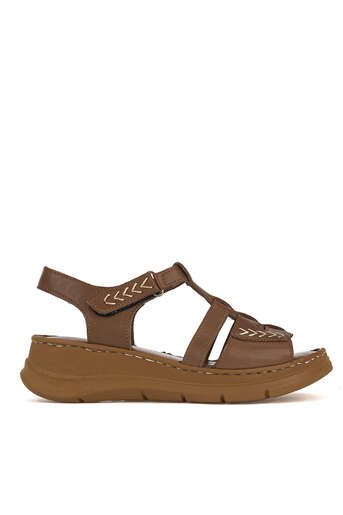 Ziya - Hakiki Deri Kadın Sandalet Kahverengi