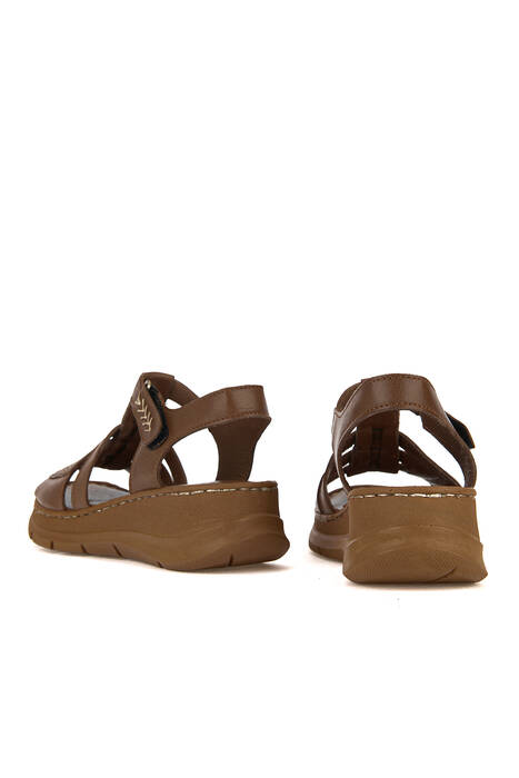 Hakiki Deri Kadın Sandalet Kahverengi