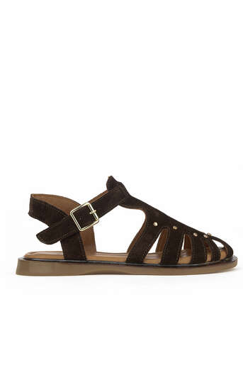 Ziya - Hakiki Deri Kadın Sandalet Kahverengi