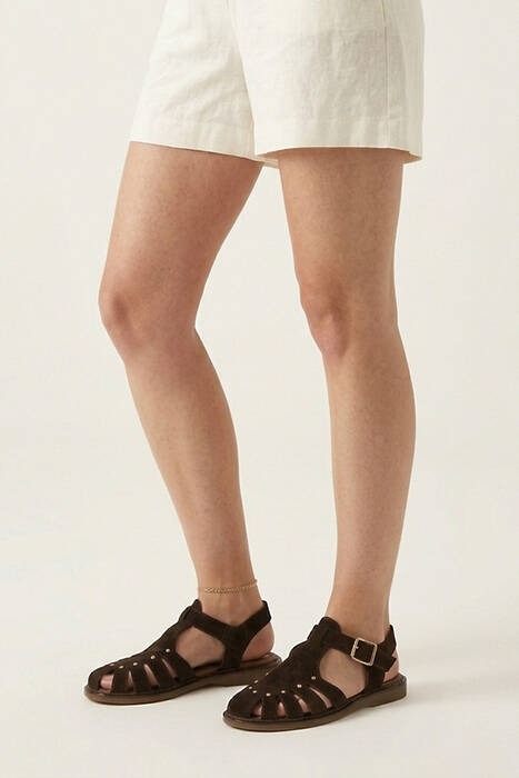 Hakiki Deri Kadın Sandalet Kahverengi