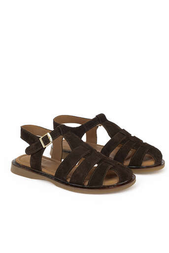 Ziya - Hakiki Deri Kadın Sandalet Kahverengi (1)