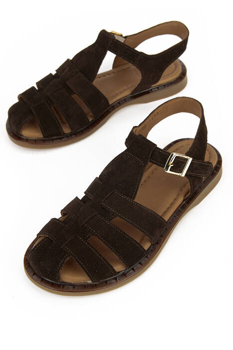 Hakiki Deri Kadın Sandalet Kahverengi