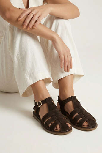 Ziya - Hakiki Deri Kadın Sandalet Kahverengi