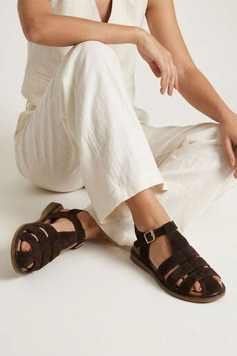 Ziya - Hakiki Deri Kadın Sandalet Kahverengi (1)