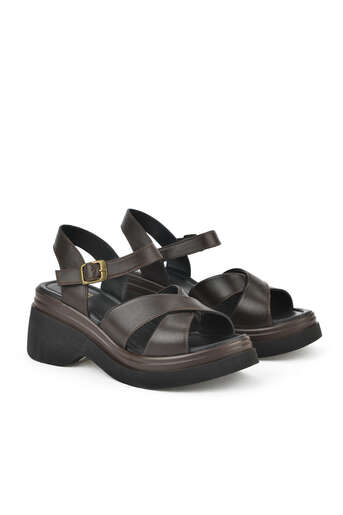 Ziya - Brown Genuine Leather Women's Sandals (1)