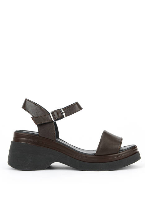 Hakiki Deri Kadın Sandalet Kahverengi