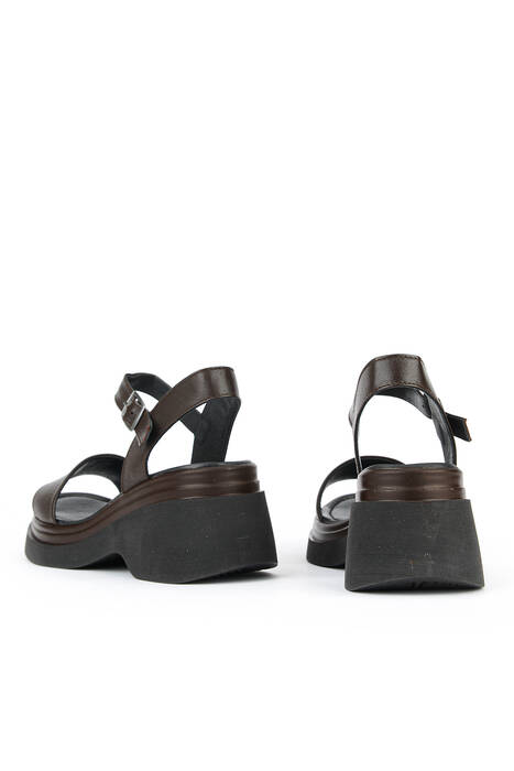 Hakiki Deri Kadın Sandalet Kahverengi