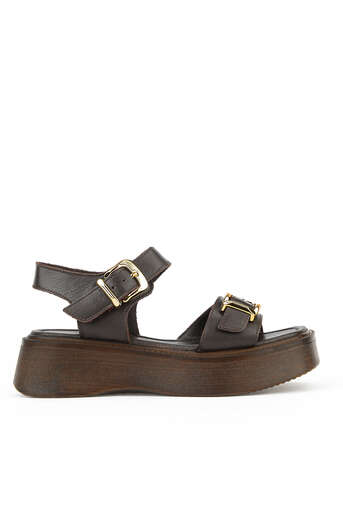 Ziya - Hakiki Deri Kadın Sandalet Kahverengi