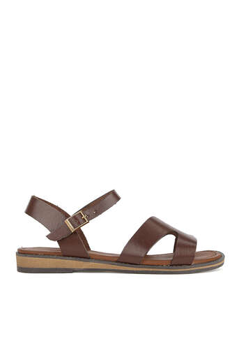Ziya - Hakiki Deri Kadın Sandalet Kahverengi
