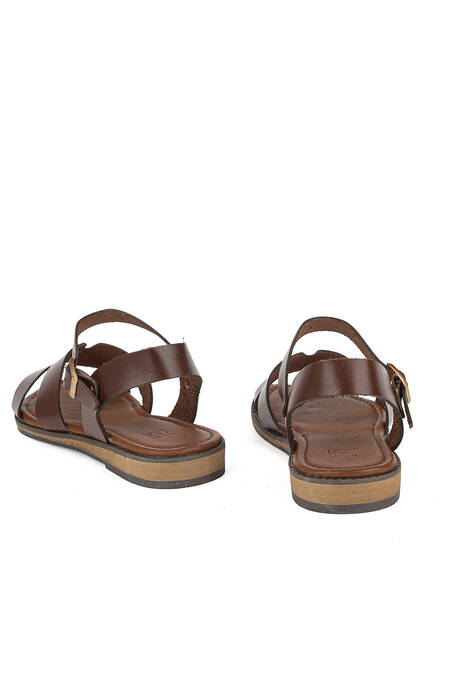 Hakiki Deri Kadın Sandalet Kahverengi