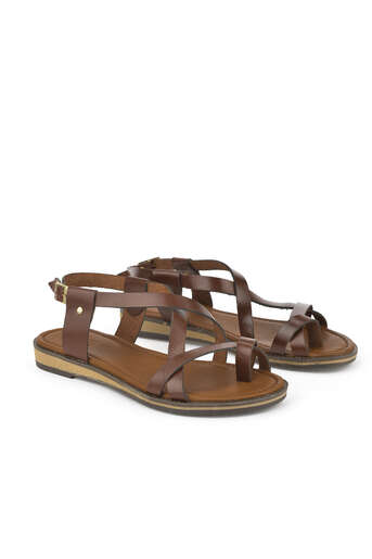 Ziya - Hakiki Deri Kadın Sandalet Kahverengi (1)