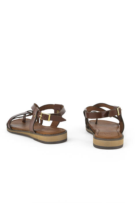 Hakiki Deri Kadın Sandalet Kahverengi