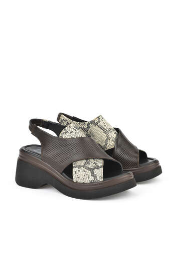 Ziya - Brown Genuine Leather Women's Sandals (1) Ziya - Brown Genuine Leather Women's Sandals (1)