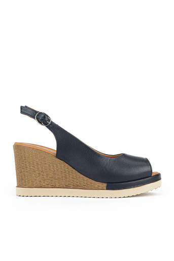 Ziya - Hakiki Deri Kadın Sandalet Lacivert